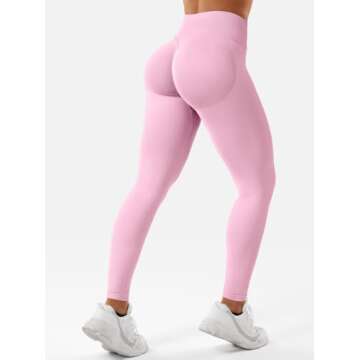 YEOREO Eileen Hidden Scrunch Butt Workout Leggings for Women Lifting Seamless Mid Low Waist 25" Gym Fitness Yoga Pants with Tummy Control Pink-M