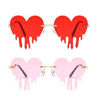 ENTHYI Melting Heart Sunglasses: Unique Frameless Party Glasses for All