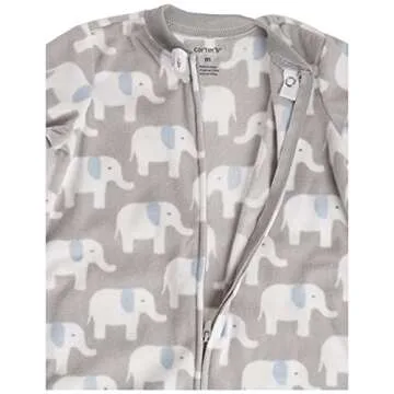 Carter's unisex baby 2-pack Microfleece Sleepbag Wearable Blanket, Grey Elephant/White Sheep, Small US