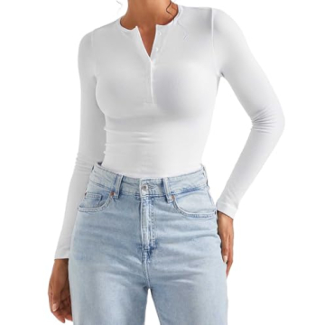 SUUKSESS Women Slim Crew Neck Button Up Cropped Tank Top Shirt