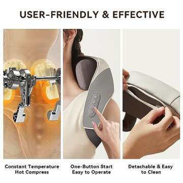 SORELAX Mini Shiatsu Neck Massager, Shoulder Neck Massager with Heat for Pain Relief Deep Tissue, Neck, Back, Shoulder, Leg Electric Kneading Massager, Perfect Gifts for Men Women Dad Mom (Grey)