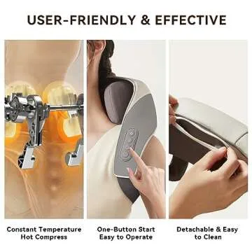 SORELAX Mini Shiatsu Neck Massager, Shoulder Neck Massager with Heat for Pain Relief Deep Tissue, Neck, Back, Shoulder, Leg Electric Kneading Massager, Perfect Gifts for Men Women Dad Mom (Grey)