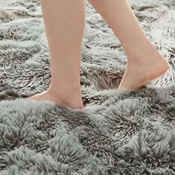 Carvapet Luxury Soft Faux Sheepskin Area Rug 2ft x 3ft Grey