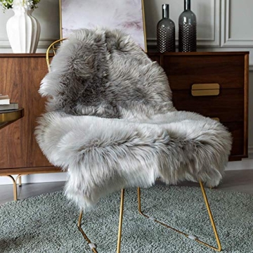 Carvapet Luxury Soft Faux Sheepskin Area Rug 2ft x 3ft Grey