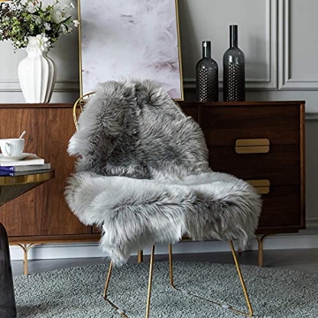 Carvapet Luxury Soft Faux Sheepskin Area Rug 2ft x 3ft Grey