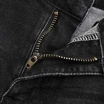 THUNDER STAR Women Mid Rise Ripped Stretchy Jeans Shorts Frayed Raw Hem Casual Denim Shorts Black L