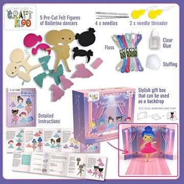 CRAFTILOO Ballerina Dancers Sewing Kit for Kids