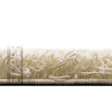 Luxurious Unique Loom Solid Shag Area Rug - Plush Pure Ivory (10' x 13' 1")