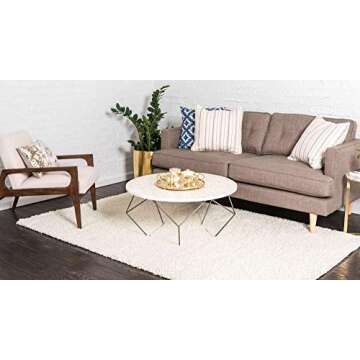 Unique Loom Solid Shag Area Rug in Pure Ivory - 10' x 13' 1"