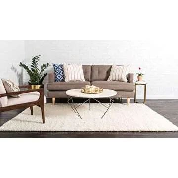 Unique Loom Solid Shag Area Rug in Pure Ivory - 10' x 13' 1"