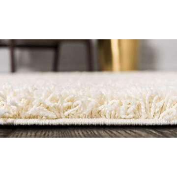 Unique Loom Solid Shag Area Rug in Pure Ivory - 10' x 13' 1"