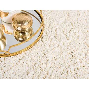 Unique Loom Solid Shag Area Rug in Pure Ivory - 10' x 13' 1"