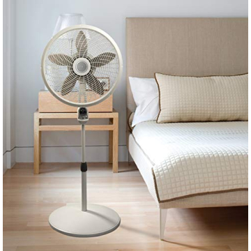 Lasko Cyclone Pedestal Fan, Adjustable Height, Remote Control, Timer, 3 Speeds, for Bedroom, Kitchen, Office and Living Room, 18", White, 1885, Large