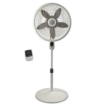 Lasko Cyclone Pedestal Fan, Adjustable Height, Remote Control, Timer, 3 Speeds, for Bedroom, Kitchen, Office and Living Room, 18", White, 1885, Large