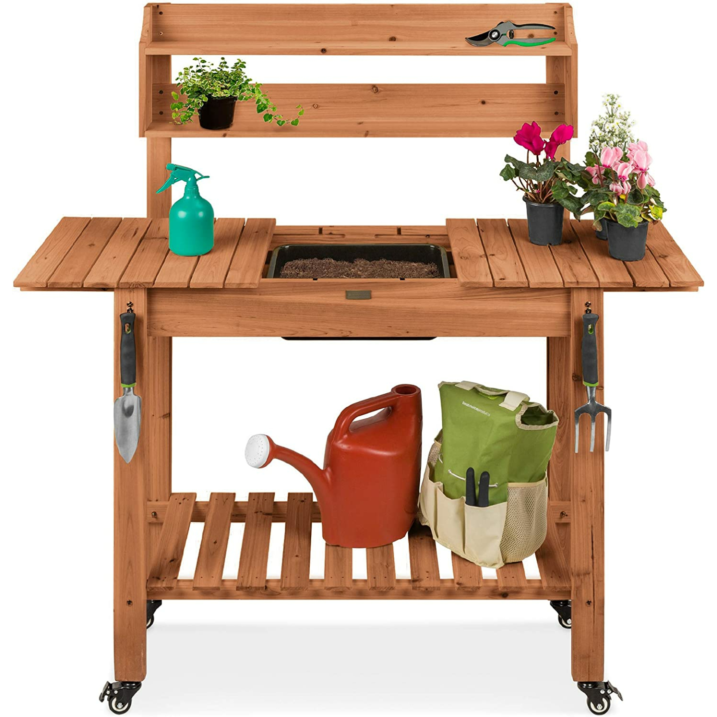 Mobile Garden Potting Bench with Sliding Tabletop