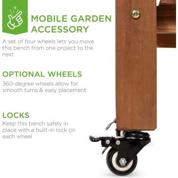 Mobile Garden Potting Bench with Sliding Tabletop