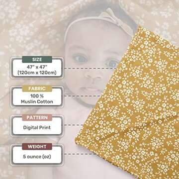Mini Wander Floral Muslin Swaddle Blanket for Babies