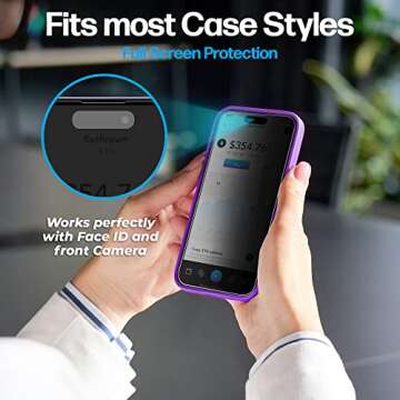 Power Theory 2-Pack Privacy Screen Protector for iPhone 14 Pro Max Premium Shatter Resistant Tempered Glass 9H Hardness, Anti Spy, Easy Install, [Bubble Free, Case Friendly, Anti-Scratch, Anti-Smudge]