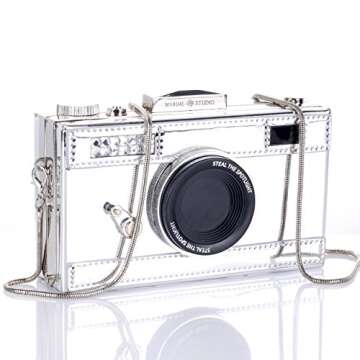 QZUnique Women's PU Film Camera Shaped Snapshot Casual Cross body Shoulder Handbag Purse