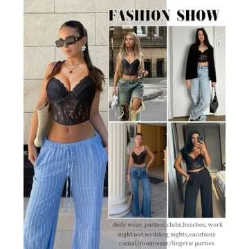 Avidlove Lace Bustier Corset Tops for Women Sexy Going Out Party Club Top with Underwired Black Medium