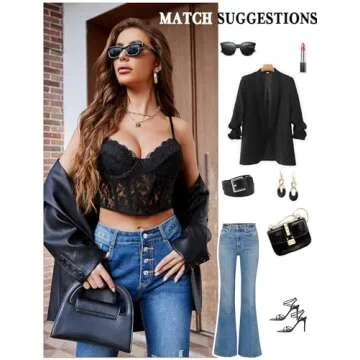 Avidlove Lace Bustier Corset Tops for Women Sexy Going Out Party Club Top with Underwired Black Medium