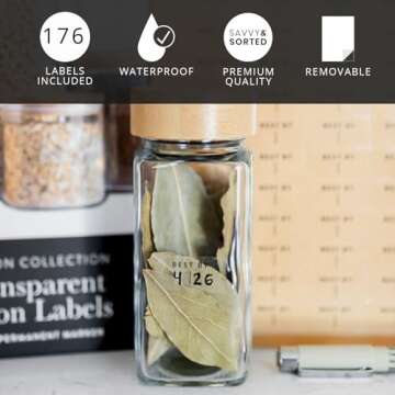 Clear Expiration Date Labels, 176 Waterproof Food Labels for Pantry Containers, Kitchen Freshness, U...