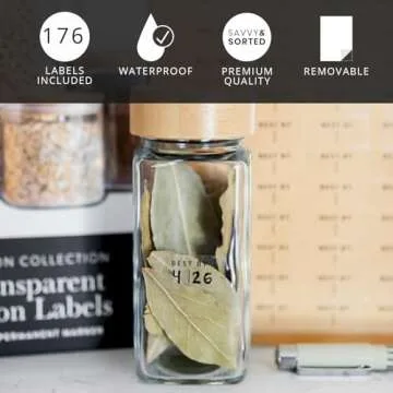 Clear Expiration Date Labels, 176 Waterproof Food Labels for Pantry Containers, Kitchen Freshness, U...