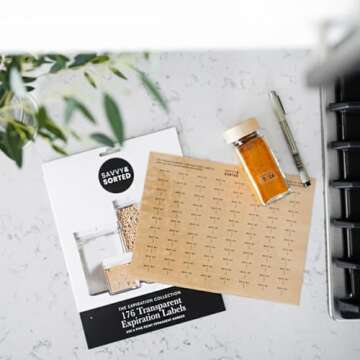 Clear Expiration Date Labels, 176 Waterproof Food Labels for Pantry Containers, Kitchen Freshness, Use by Meal Prep Best Write On Stickers