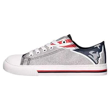FOCO Patriots NFL Women's Glitter Canvas Shoes - Stylish Comfort