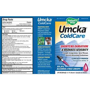 Nature's Way Umcka ColdCare Homeopathic, Shortens Colds, Sore Throat, Cough, and Congestion, Phenyle...