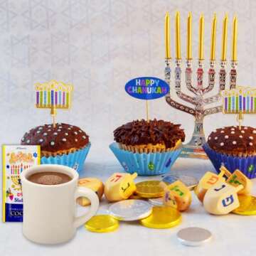 Needzo Shamlom Hanukkah Double Hot Chocolate Mix Packets, Individually Packaged Cocoa Powder, Jewish Holiday Gifts, Pack of 4
