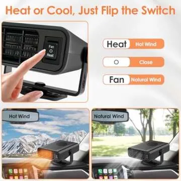 200W Car Heater,12V Portable Car Heater that Plugs Into Cigarette Lighter Electric Car Heater Defroster, 2 in 1 Heating & Cooling Fast Heating Defrost Defogger with Plug in Cigarette Lighter (Black)