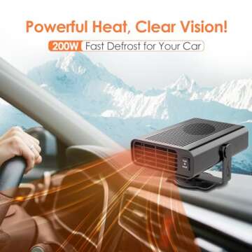 200W Car Heater,12V Portable Car Heater that Plugs Into Cigarette Lighter Electric Car Heater Defroster, 2 in 1 Heating & Cooling Fast Heating Defrost Defogger with Plug in Cigarette Lighter (Black)