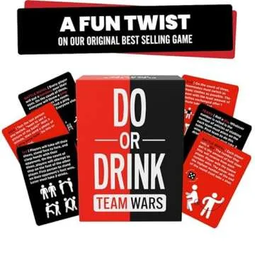 Do or Drink Team Wars - Drinking Games for Game Night, Girls Night, and More - Adult Games with Cups, Ping Pong Balls, Dice, Ropes, and More - Fun Party Games