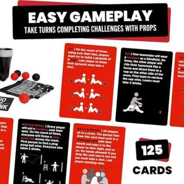 Do or Drink Team Wars - Drinking Games for Game Night, Girls Night, and More - Adult Games with Cups, Ping Pong Balls, Dice, Ropes, and More - Fun Party Games