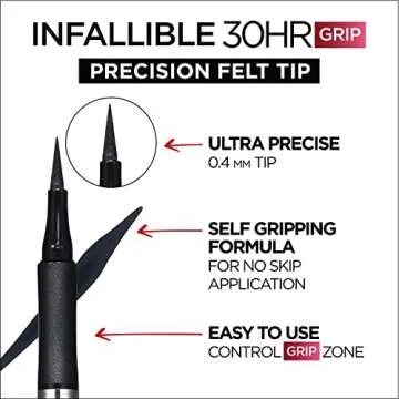 L’Oréal Paris Cosmetics Makeup Infallible Grip Precision Felt Eyeliner, Smudge Resistant, Long Lasting Waterproof Eyeliner, Grey, Grey, 0.03 fl oz