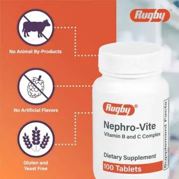 Rugby Nephro-Vite Vitamin B and C Complex - 100 Tablets