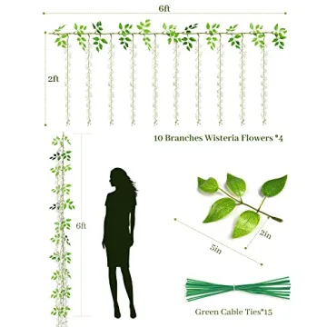 Silk Wisteria Flowers Garland – 6 Feet for Decor