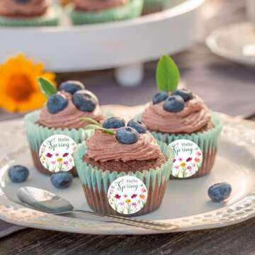 Louise Maelys 500 Pcs Spring Flowers Stickers Roll, 1.5 Inch Hello Spring Floral Holiday for Kids and Adult, Adhesive Decoration Round Labels for Baking Card Gift Envelope Craft Making