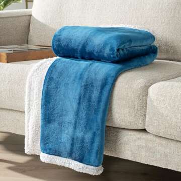 PAVILIA Sherpa Fleece Throw Blanket for Couch, Teal Blue, Plush Soft Fuzzy Sofa Blanket, Cozy Reversible Winter Throw for Women Men, 50x60 Inches