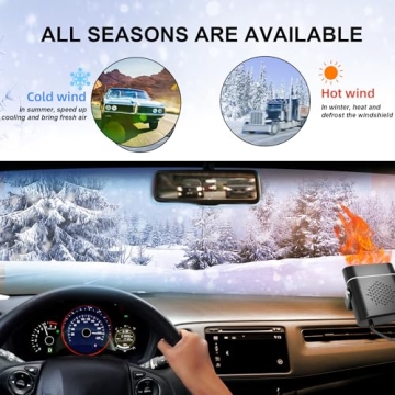 Car Heater, Portable Car Space Heater, Car Windshield Defrost Defogger, 12v Heater Plug-In Cigarette Lighter, Truck and Car Windshield Defroster Heater, 360 Degree Angle Adjustable,Black