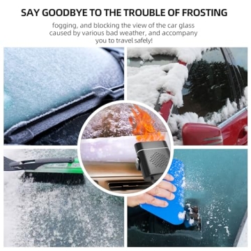 Car Heater, Portable Car Space Heater, Car Windshield Defrost Defogger, 12v Heater Plug-In Cigarette Lighter, Truck and Car Windshield Defroster Heater, 360 Degree Angle Adjustable,Black