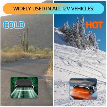 Car Heater, Portable Car Space Heater, Car Windshield Defrost Defogger, 12v Heater Plug-In Cigarette Lighter, Truck and Car Windshield Defroster Heater, 360 Degree Angle Adjustable,Black