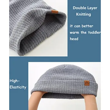 Soft Knit Baby Winter Hat Pack Stylish Grey Beanies for Toddler