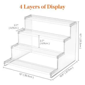 Lifewit 4 Tier Clear Display Risers for Organizing and Decoration