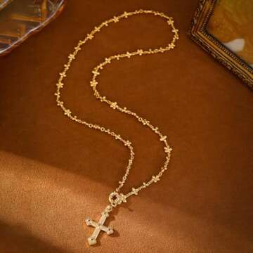 Elegant Gold Cross Necklace - Versatile Adjustable Jewelry
