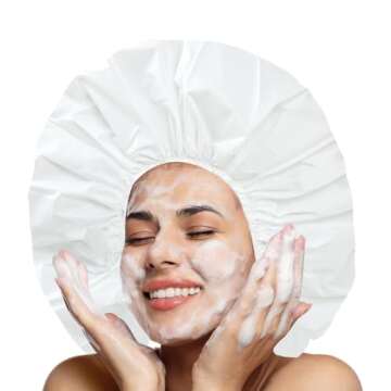 Super Jumbo Shower Cap 2 PCS Waterproof Shower Caps for Women, Extra Large Shower Cap, Reusable Supe...