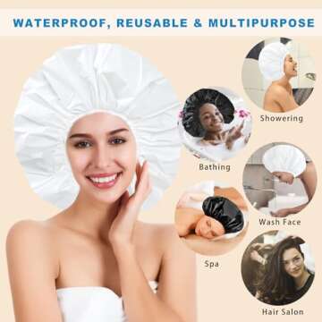 Super Jumbo Waterproof Shower Caps for Thick Hair