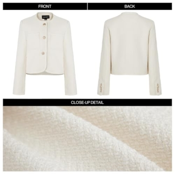 Stylish URBAN REVIVO Women's Tweed Cropped Blazer Jacket