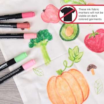 Super Markers 20 Unique Pastel Colors Dual Tip Fabric & T-Shirt Marker Set - Double-Ended Fabric Markers with Chisel Point and Fine Point Tips - 20 Permanent Ink Vibrant and Bold Colors
